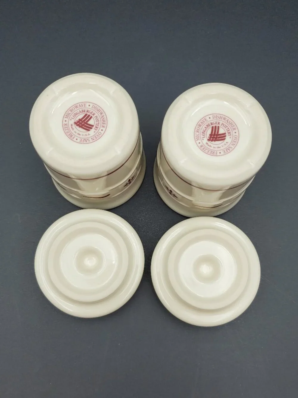 Longaberger Woven Traditions Red Condiment Crocks Small Paprika Spice Jars